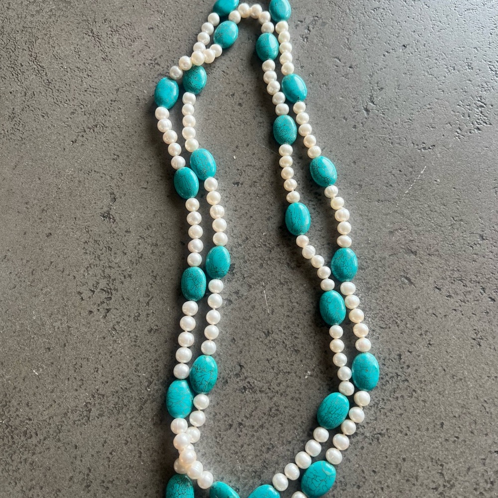 Turquoise and Pearl Necklace